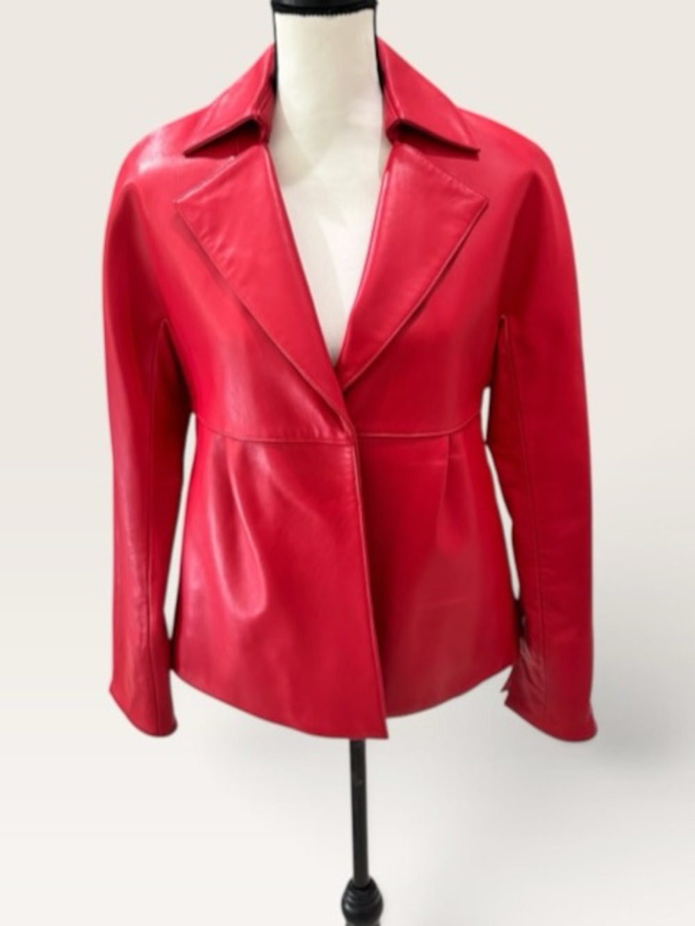 Jones NY Red Leather Jacket Blazer Small - Picture 2 of 12